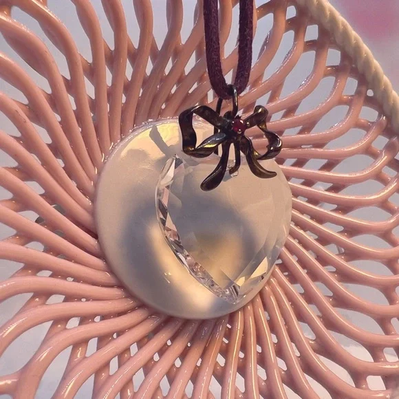 Lenox Crystal Heart Pendant w/Ruby Stone - Picture 3 of 4